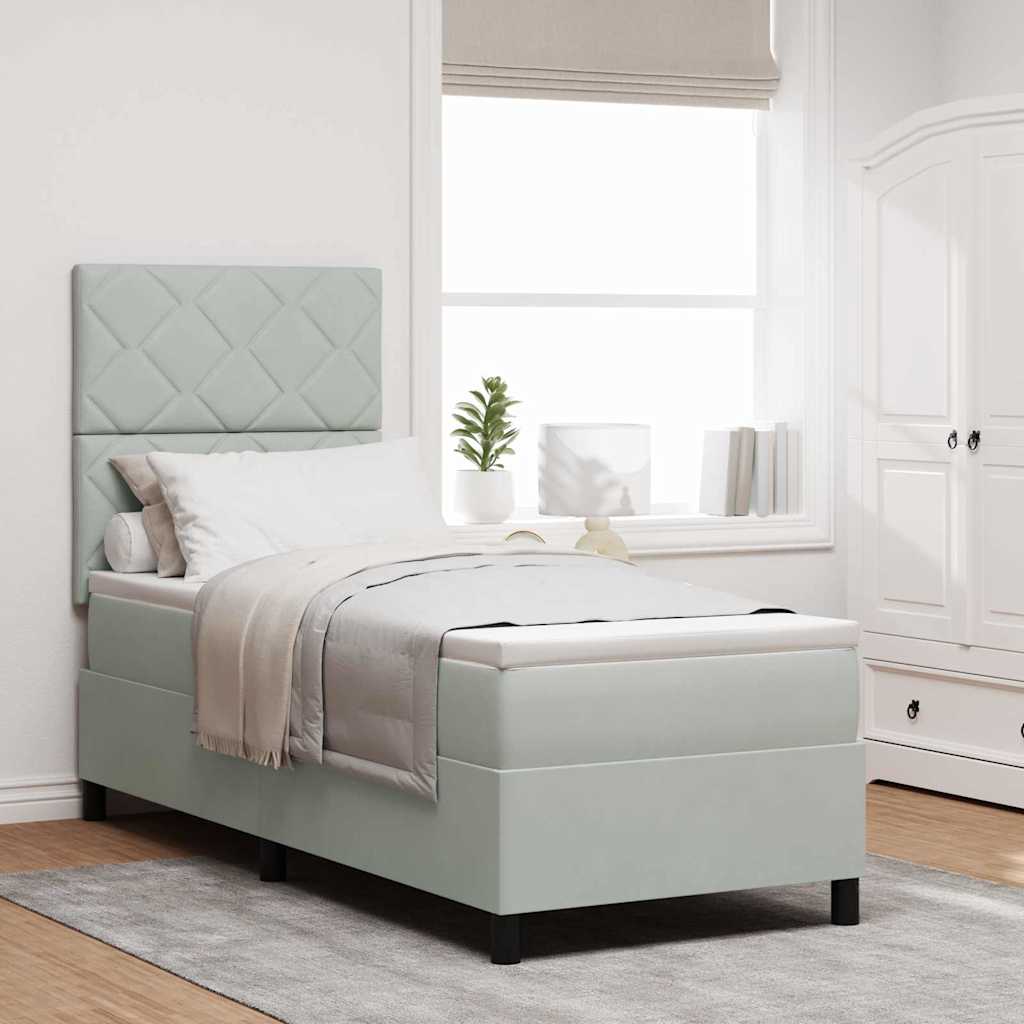LED Box Spring Ágy Világosszürke 80 x 200 cm Bársony
