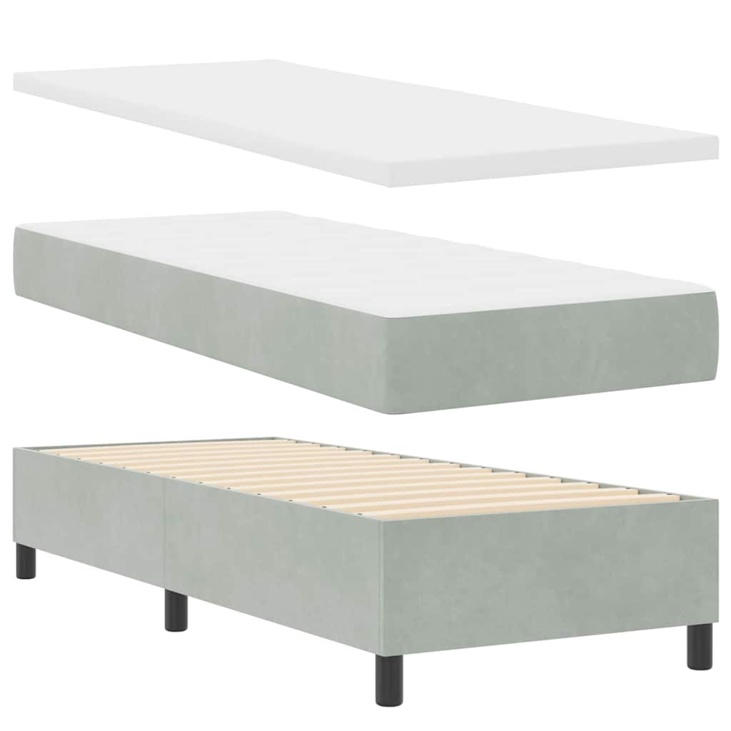 LED Box Spring Ágy Világosszürke 80 x 200 cm Bársony