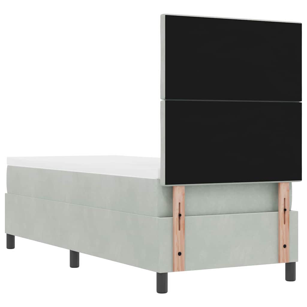 LED Box Spring Ágy Világosszürke 80 x 200 cm Bársony