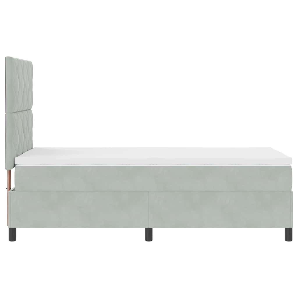 LED Box Spring Ágy Világosszürke 90 x 190 cm Bársony