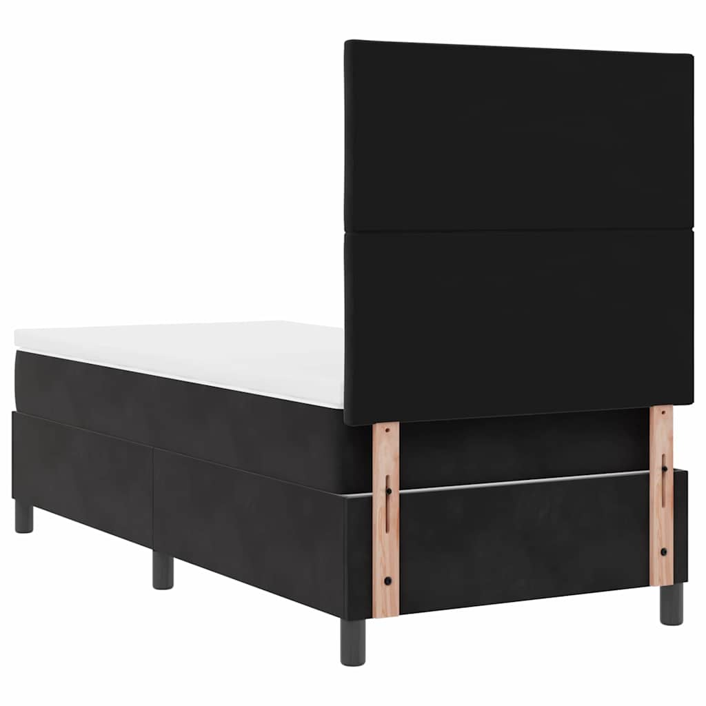 LED Box Spring Ágy fejtámlával Fekete 90 x 190 cm Bársony