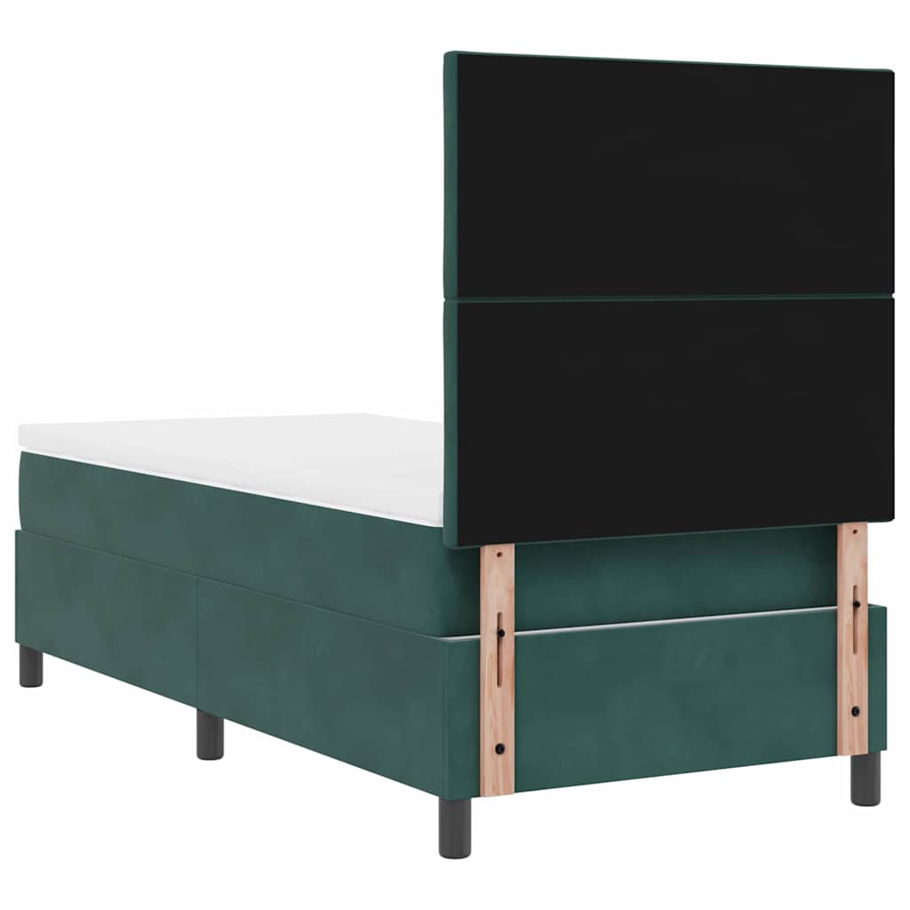 LED Box Spring Ágy fejtámlával Sötétzöld 90 x 200 cm Bársony