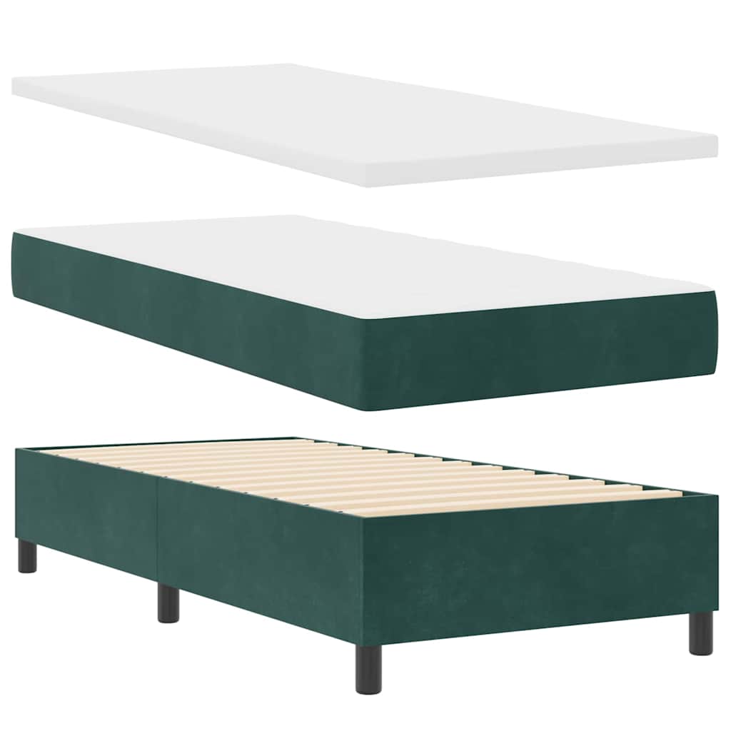 LED Box Spring Ágy fejtámlával Sötétzöld 100 x 200 cm Bársony