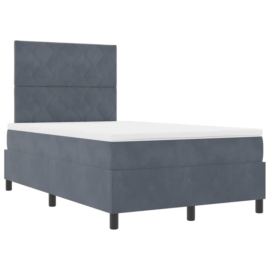 LED Box Spring Ágy fejtámlával Sötétszürke 120 x 190 cm Bársony