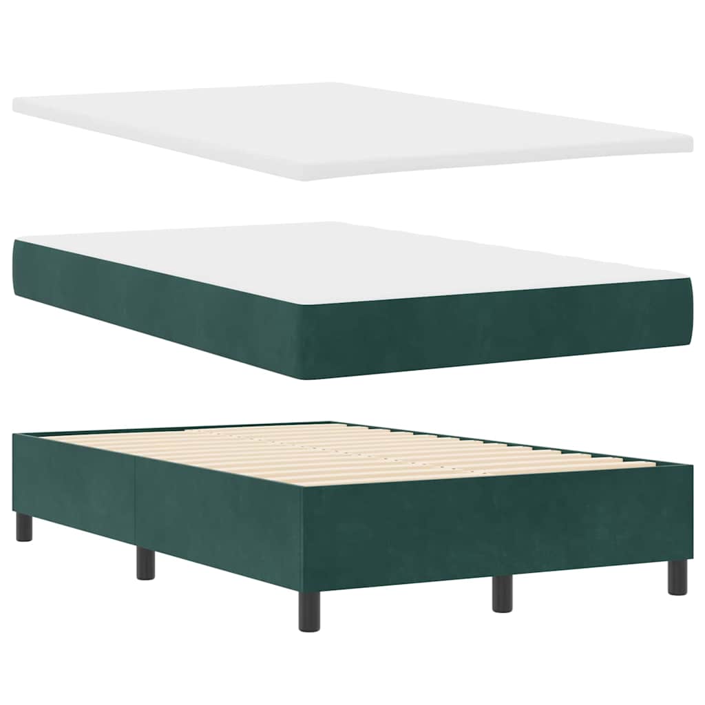 LED Box Spring Ágy matracmal Sötétzöld 120 x 190 cm Bársony