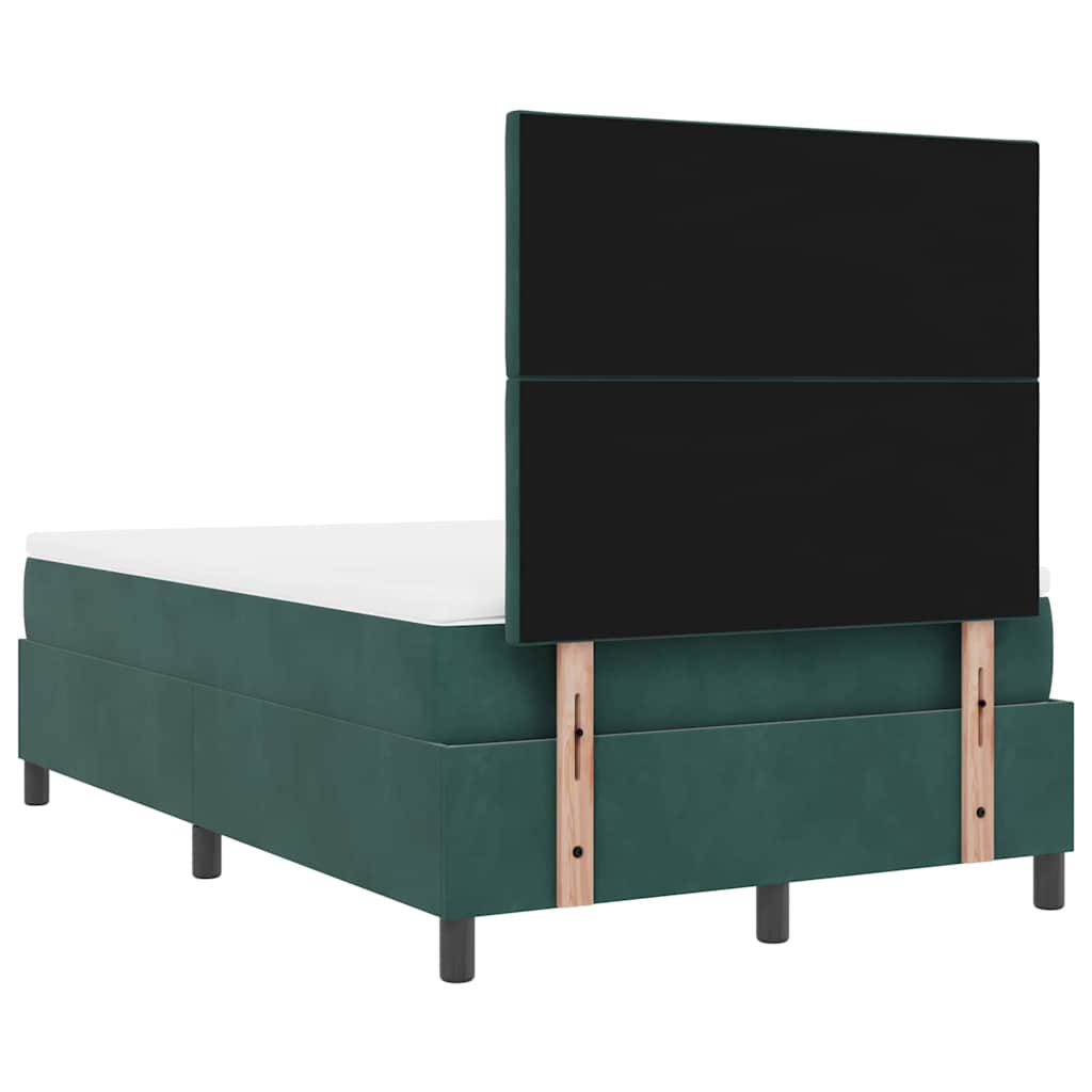 LED Box Spring Ágy matracmal Sötétzöld 120 x 190 cm Bársony