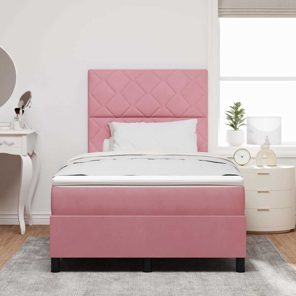 LED Box Spring Ágy fejtámlával Rózsaszín 120 x 190 cm Bársony