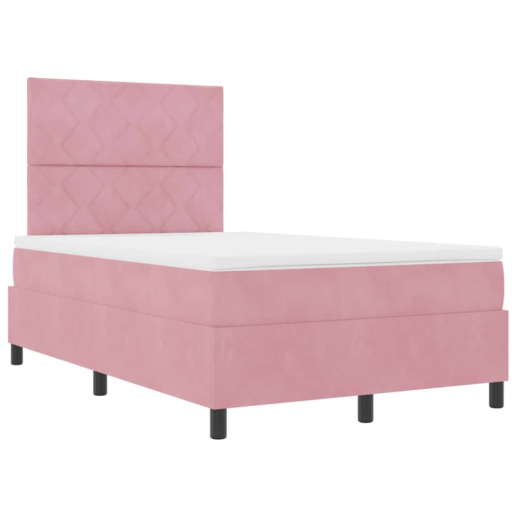 LED Box Spring Ágy fejtámlával Rózsaszín 120 x 190 cm Bársony