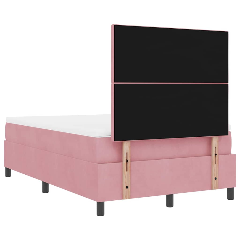 LED Box Spring Ágy fejtámlával Rózsaszín 120 x 190 cm Bársony
