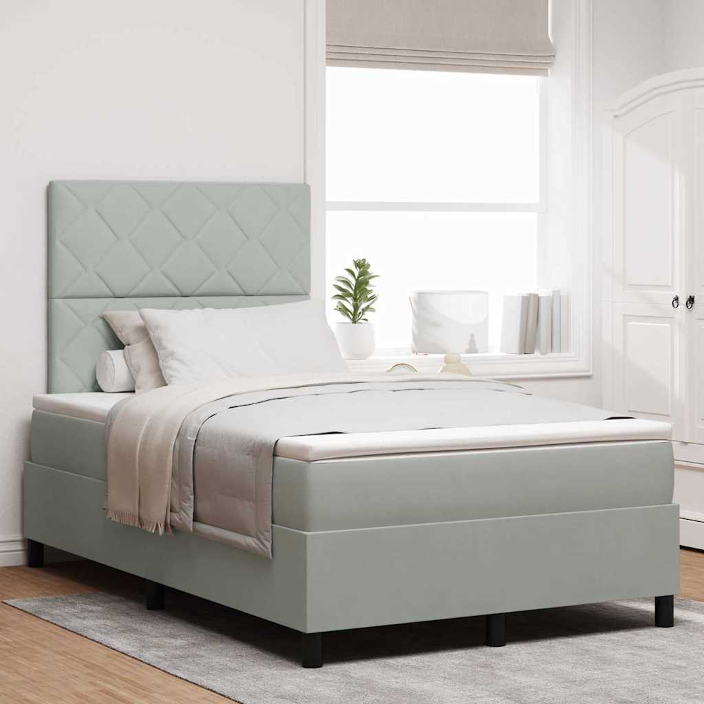 LED Box Spring Ágy Világosszürke 120 x 200 cm Bársony