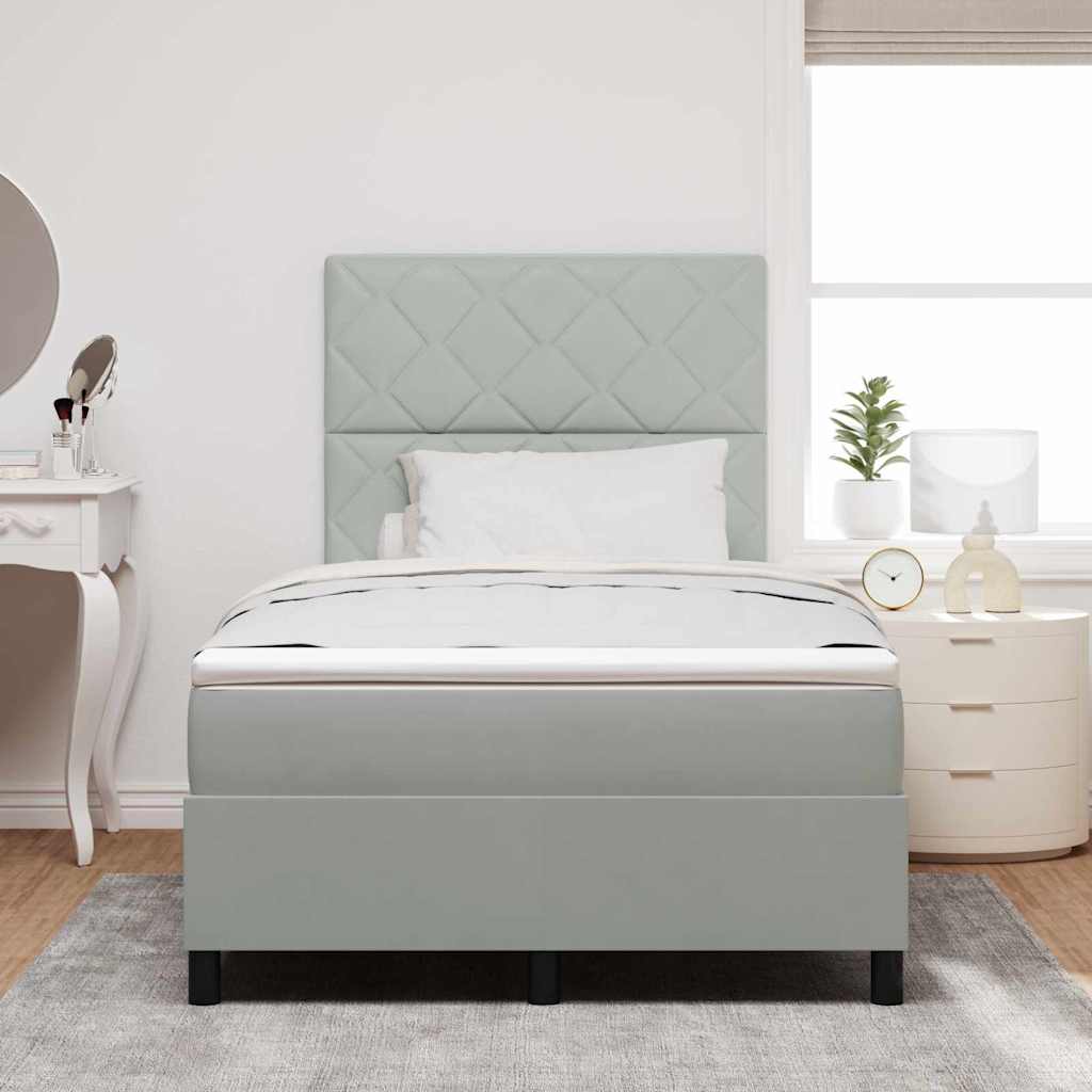 LED Box Spring Ágy Világosszürke 120 x 200 cm Bársony