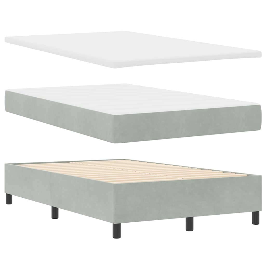 LED Box Spring Ágy Világosszürke 120 x 200 cm Bársony