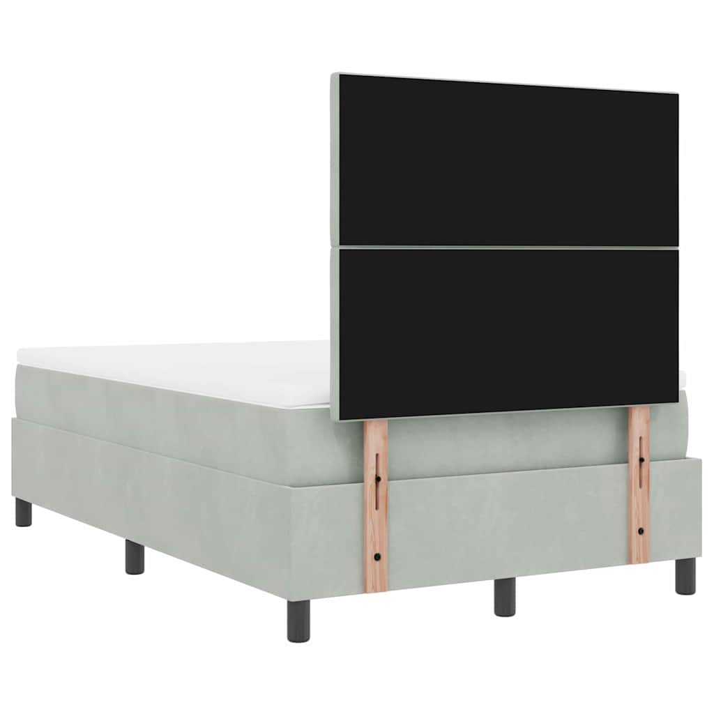 LED Box Spring Ágy Világosszürke 120 x 200 cm Bársony