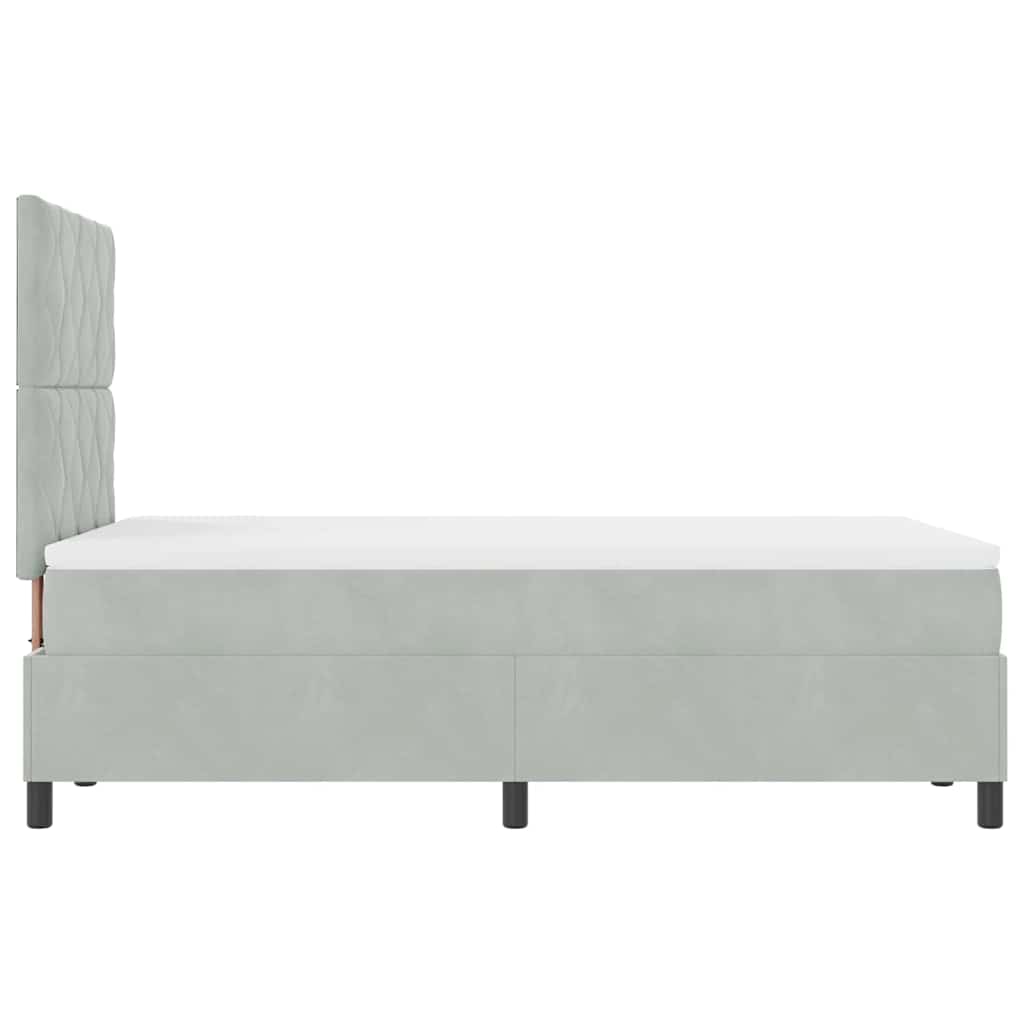 LED Box Spring Ágy Világosszürke 120 x 200 cm Bársony