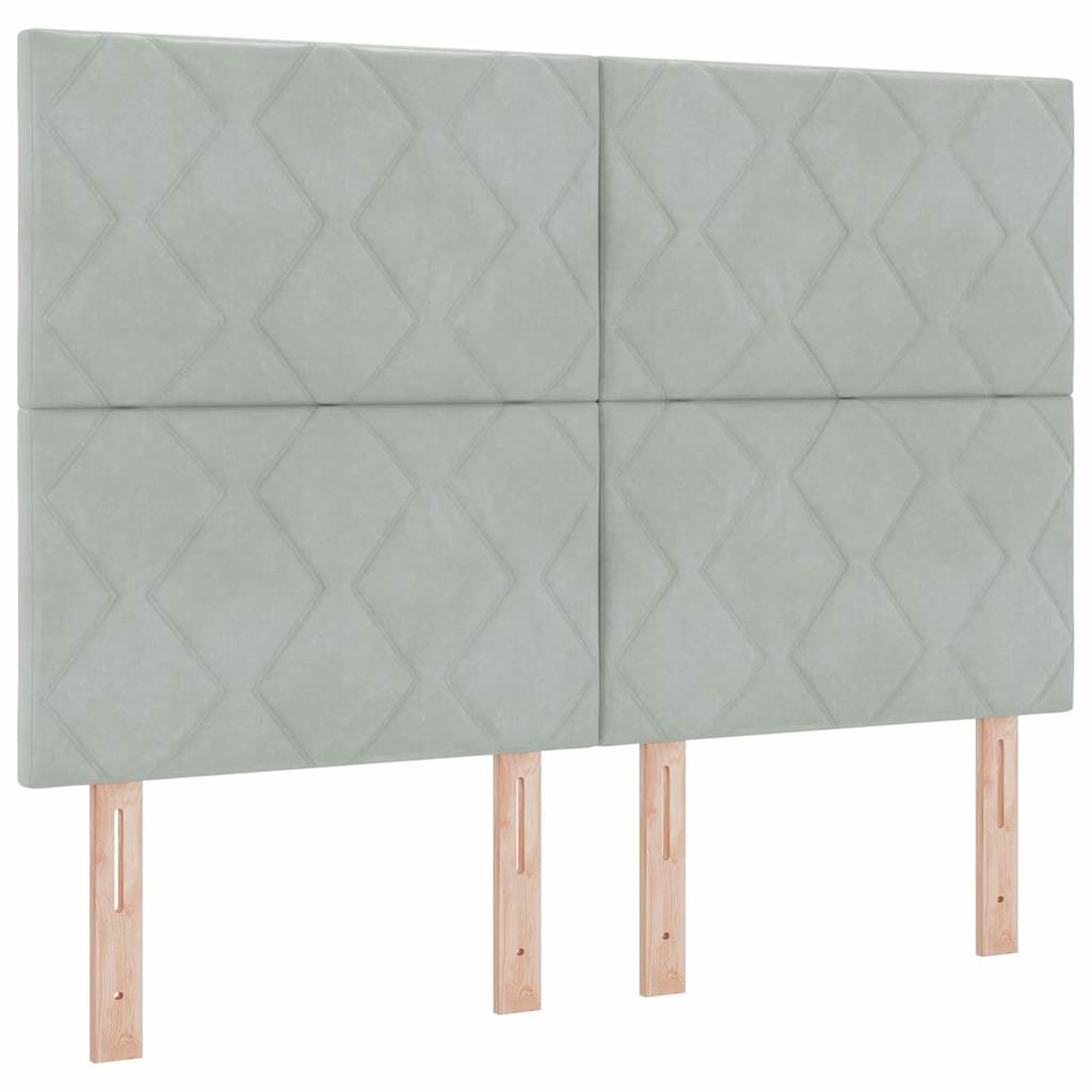 LED Box Spring Ágy Világosszürke 160 x 200 cm Bársony