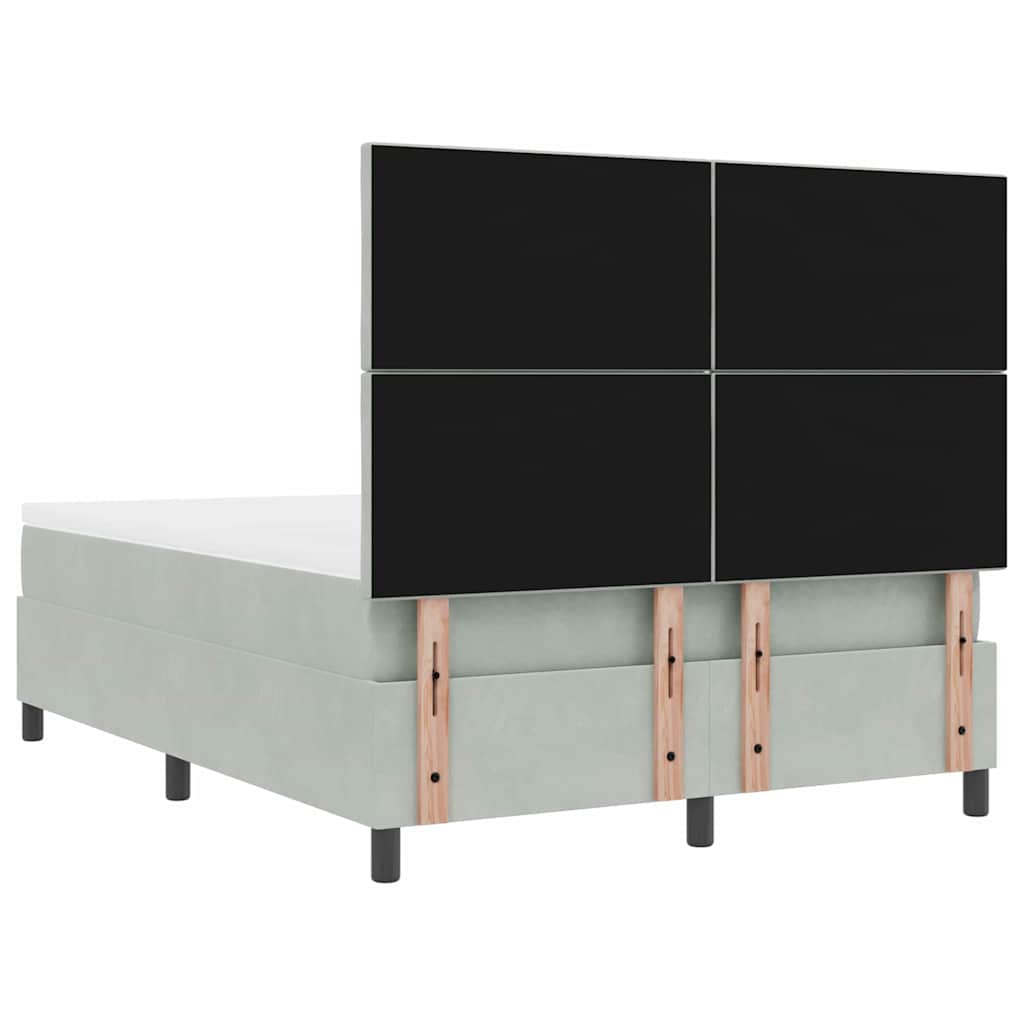 LED Box Spring Ágy Világosszürke 160 x 200 cm Bársony