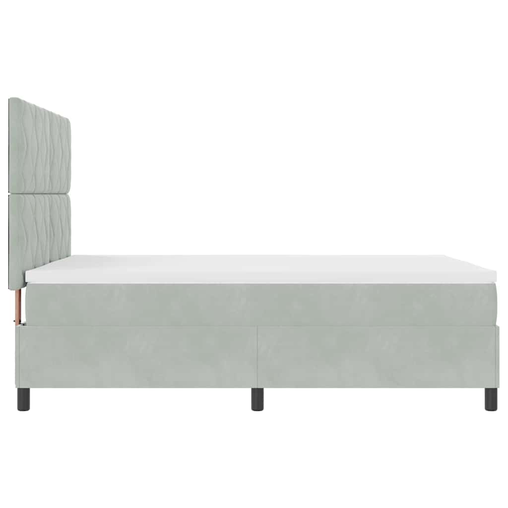 LED Box Spring Ágy Világosszürke 160 x 200 cm Bársony
