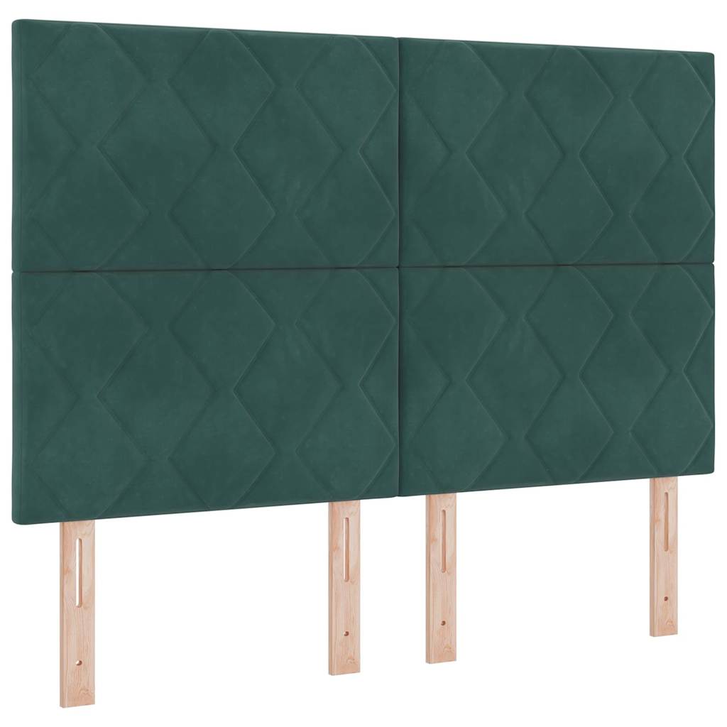 LED Box Spring Ágy fejtámlával Sötétzöld 160 x 200 cm Bársony