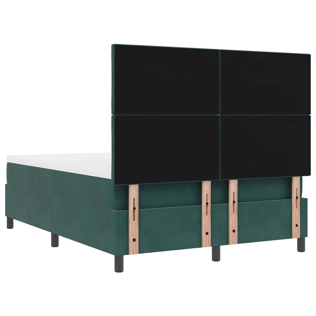 LED Box Spring Ágy fejtámlával Sötétzöld 160 x 200 cm Bársony