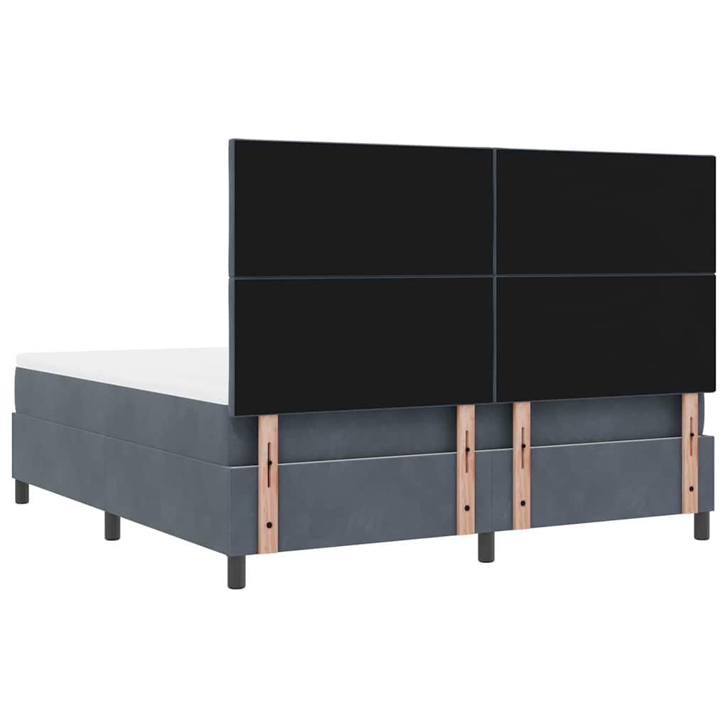 LED Box Spring Ágy fejtámlával Sötétszürke 180 x 200 cm Bársony