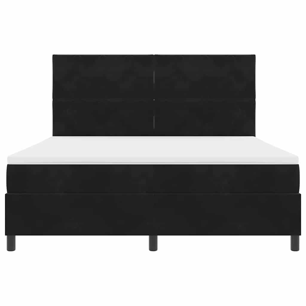 LED Box Spring Ágy fejtámlával Fekete 180 x 200 cm Bársony