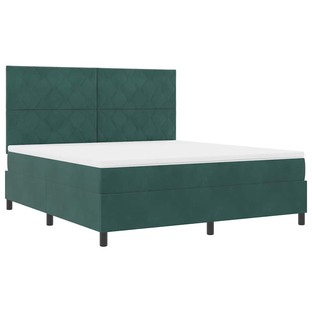 LED Box Spring Ágy fejtámlával Sötétzöld 180 x 200 cm Bársony