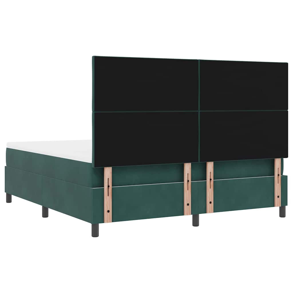 LED Box Spring Ágy fejtámlával Sötétzöld 180 x 200 cm Bársony