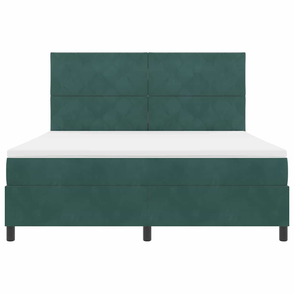 LED Box Spring Ágy fejtámlával Sötétzöld 180 x 200 cm Bársony