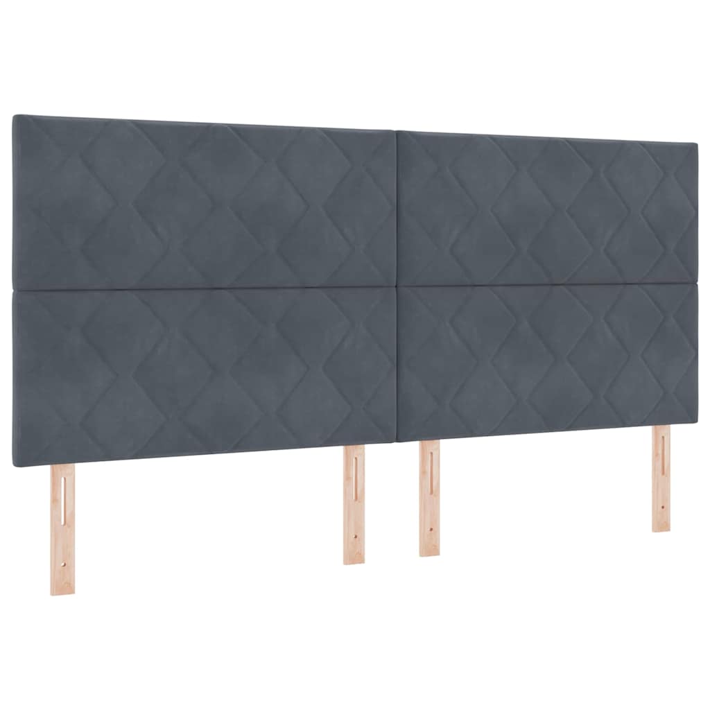 LED Box Spring Ágy fejtámlával Sötétszürke 200 x 200 cm Bársony
