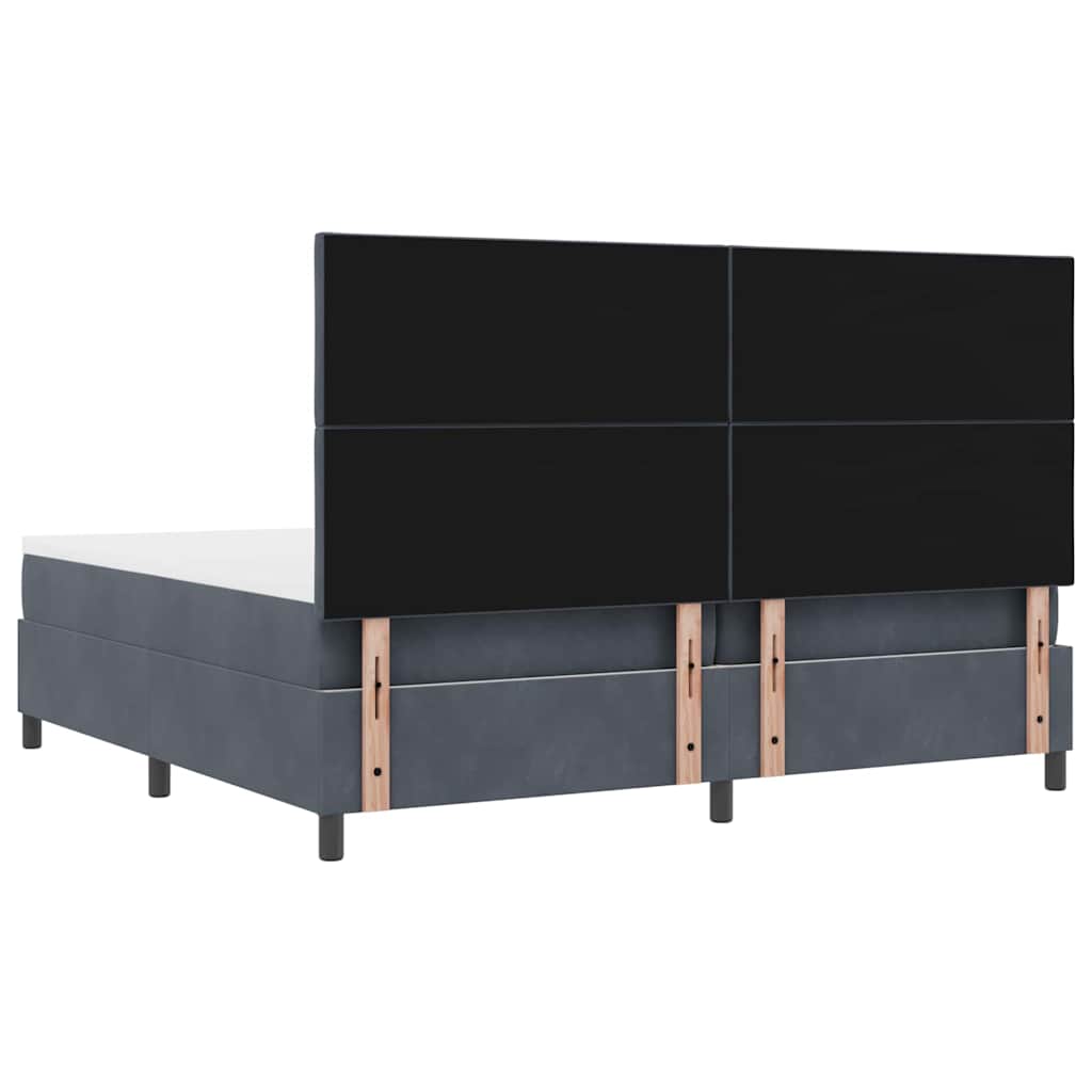 LED Box Spring Ágy fejtámlával Sötétszürke 200 x 200 cm Bársony