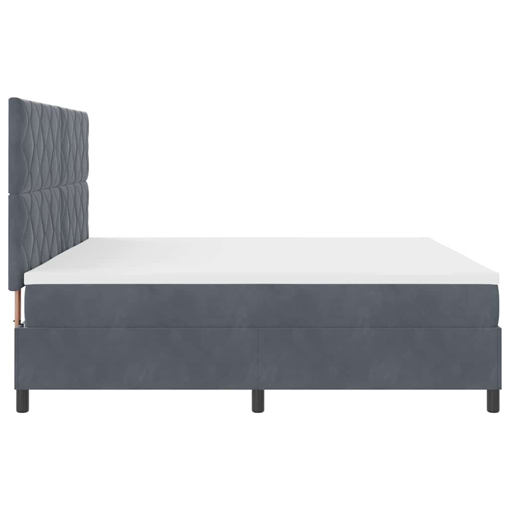 LED Box Spring Ágy fejtámlával Sötétszürke 200 x 200 cm Bársony