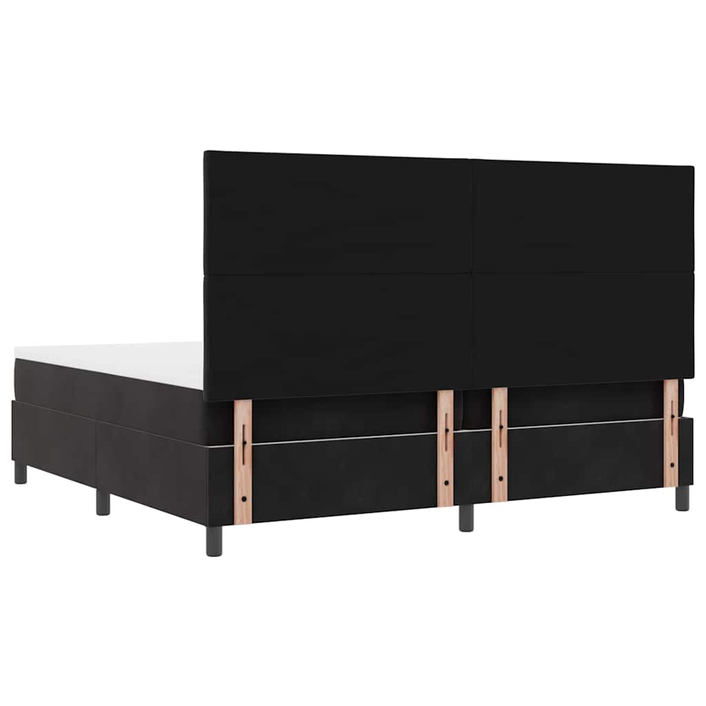 LED Box Spring Ágy fejtámlával Fekete 200 x 200 cm Bársony