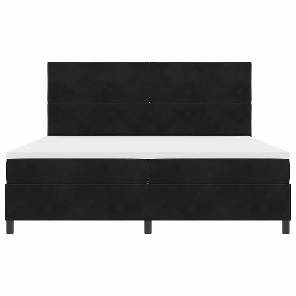 LED Box Spring Ágy fejtámlával Fekete 200 x 200 cm Bársony