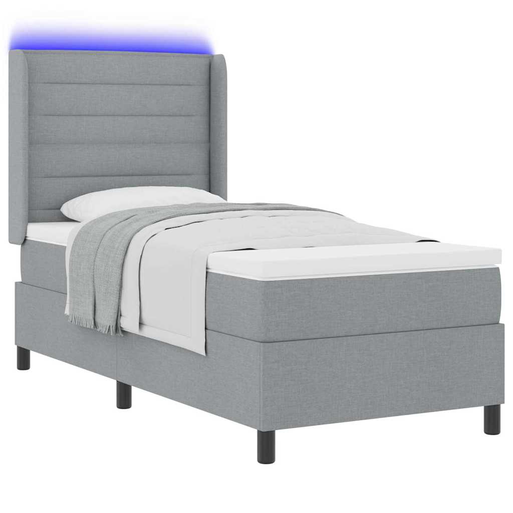 LED Box Spring Ágy matracmal Világosszürke 80 x 200 cm szövet
