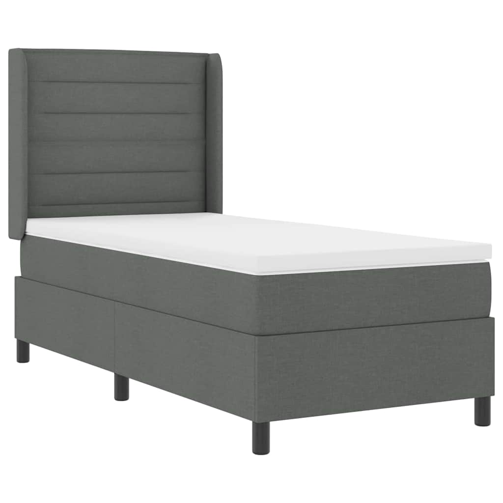 LED Box Spring Ágy matracmal Sötétszürke 90 x 200 cm szövet