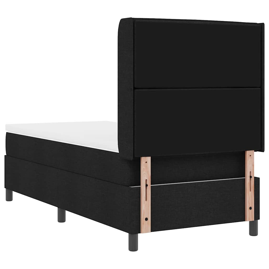 LED Box Spring Ágy matracmal Fekete 90 x 200 cm szövet