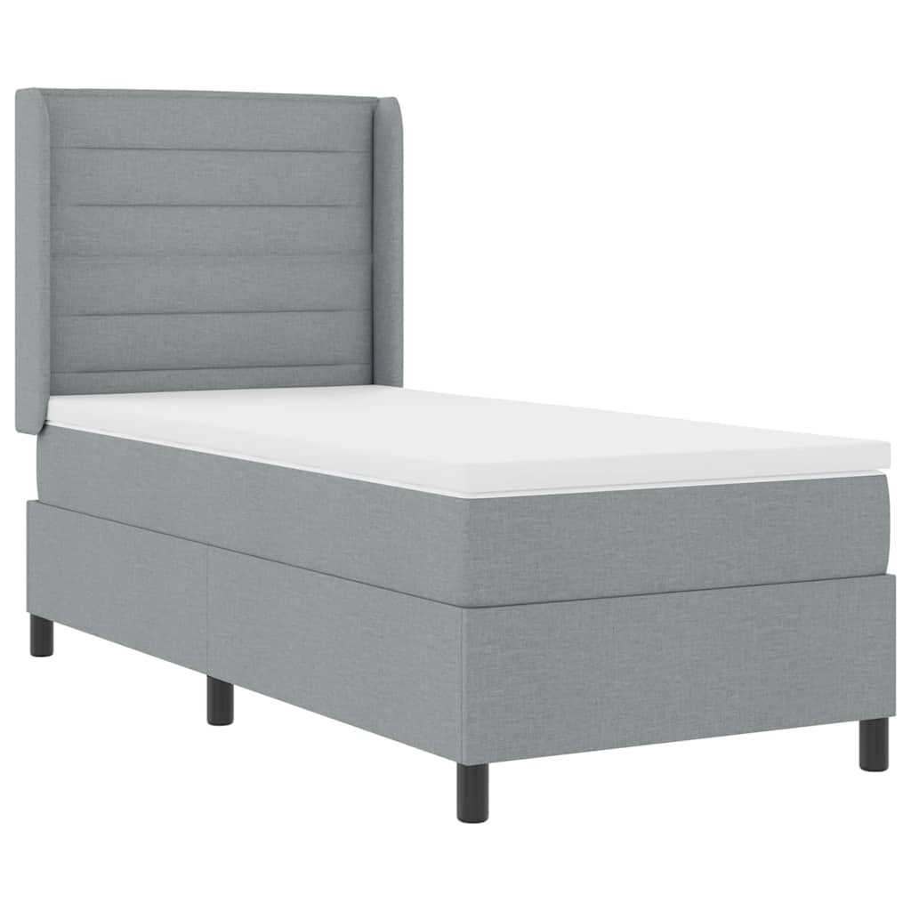 LED Box Spring Ágy matracmal Világosszürke 100 x 200 cm szövet