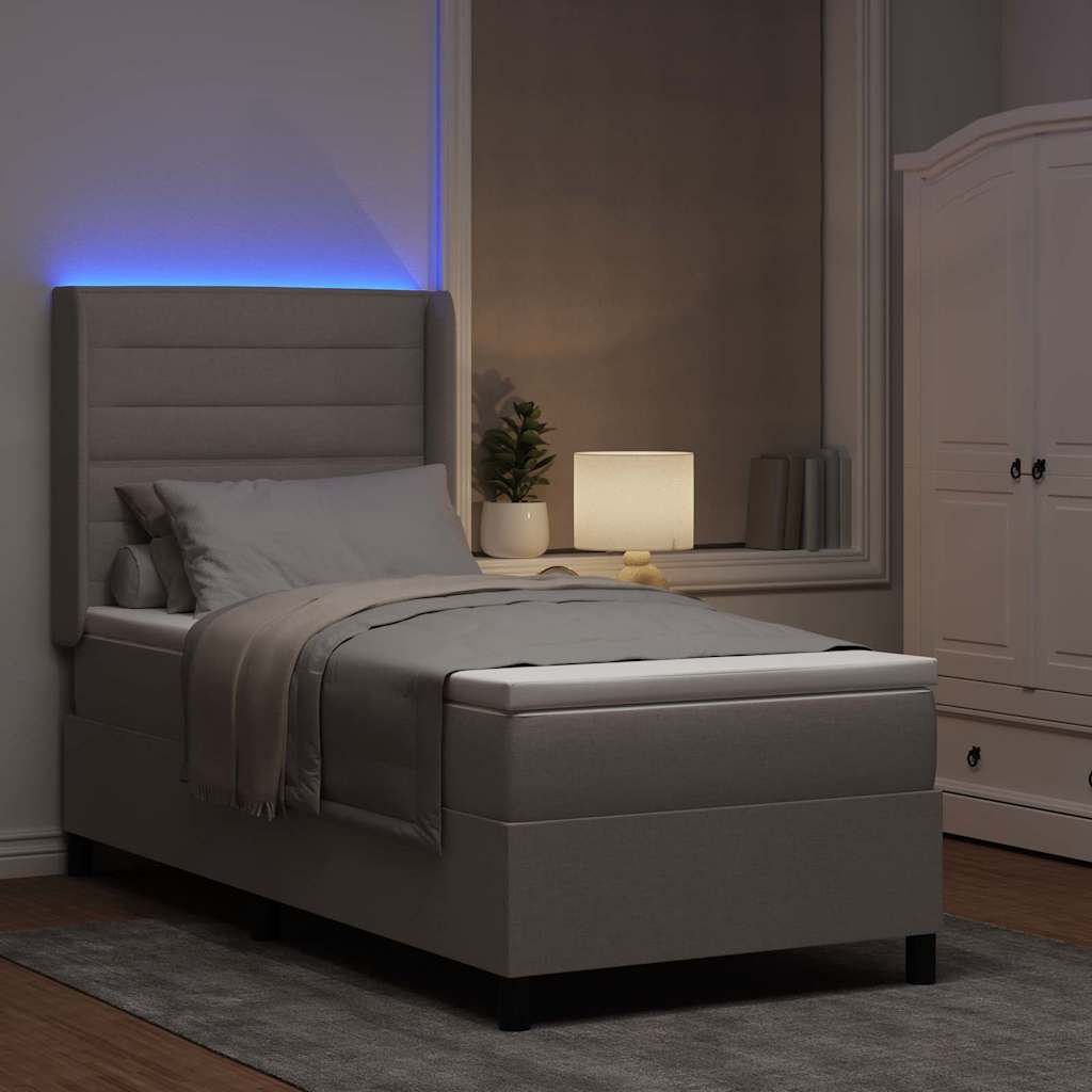LED Box Spring Ágy fejtámlával Tópszínű 100 x 200 cm szövet