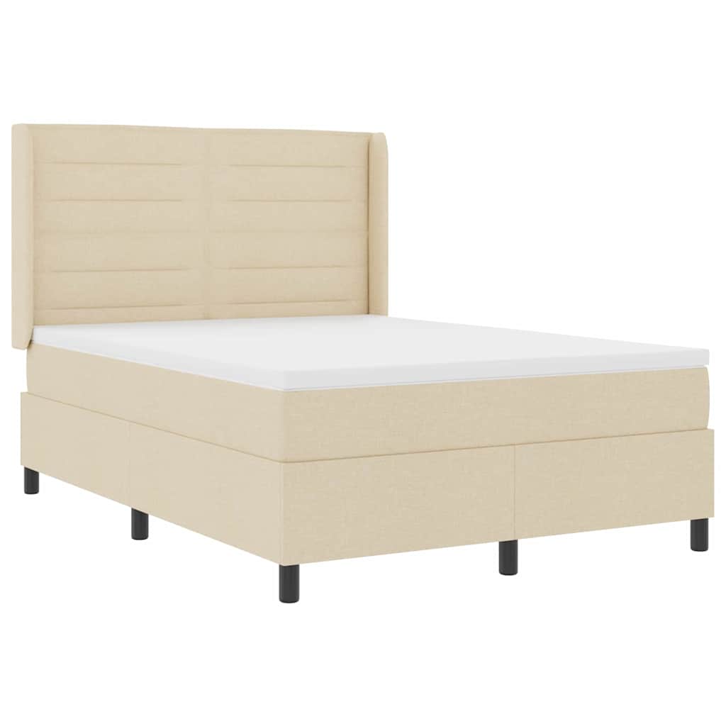 LED Box Spring Ágy matracmal Krém 140 x 190 cm szövet