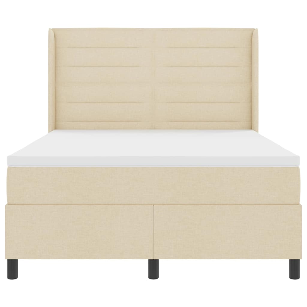 LED Box Spring Ágy matracmal Krém 140 x 190 cm szövet