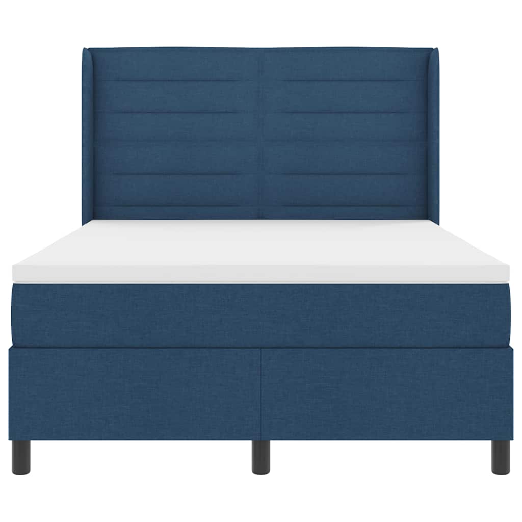 LED Box Spring Ágy fejtámlával Kék 140 x 190 cm szövet