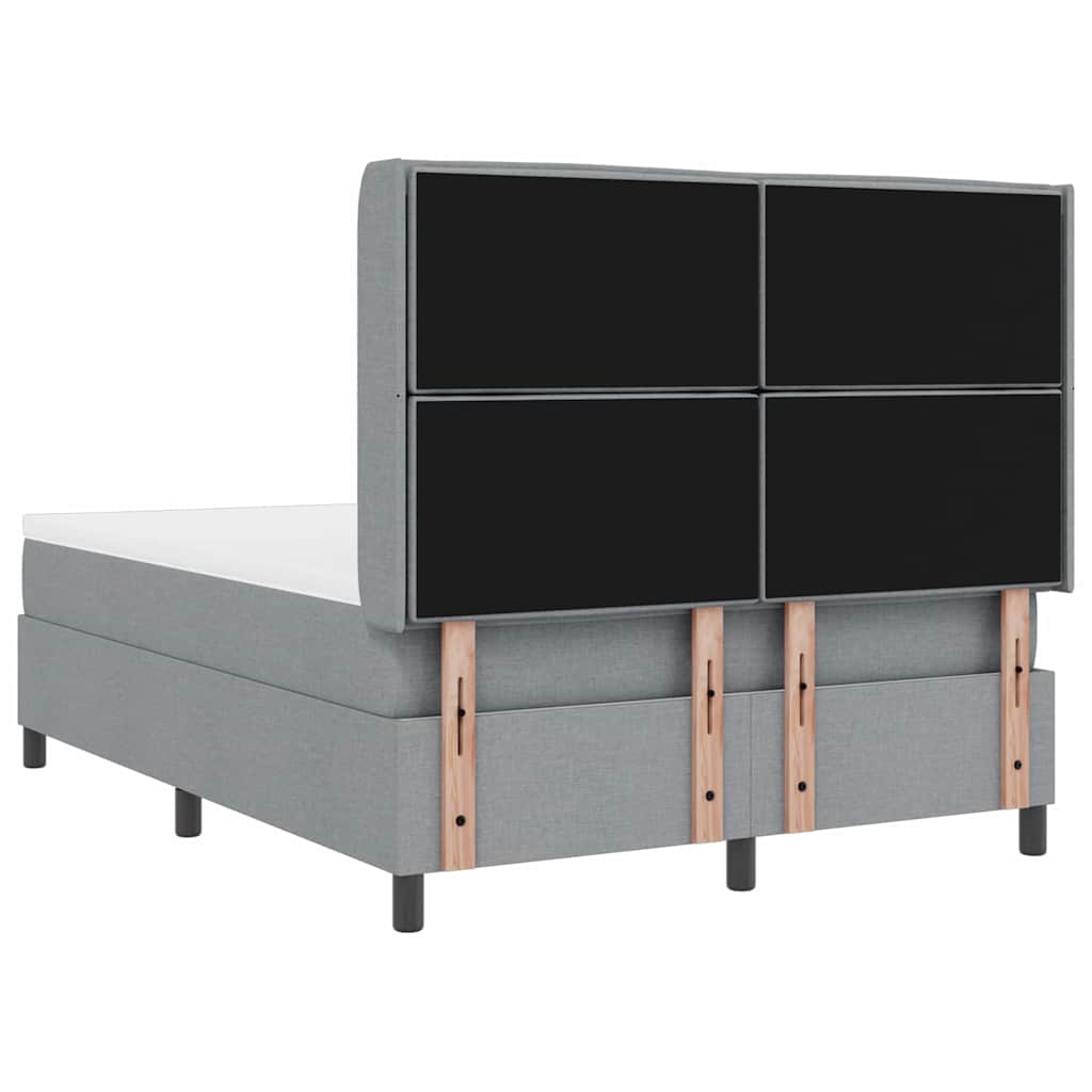 LED Box Spring Ágy matracmal Világosszürke 140 x 200 cm szövet