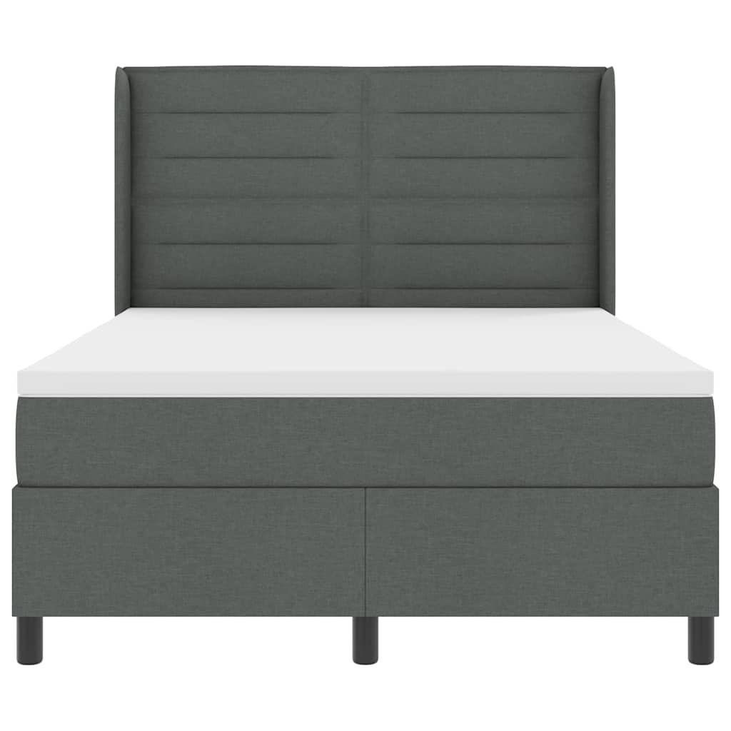 LED Box Spring Ágy matracmal Sötétszürke 140 x 200 cm szövet
