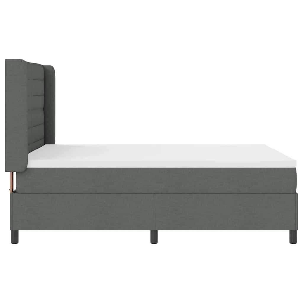 LED Box Spring Ágy matracmal Sötétszürke 140 x 200 cm szövet