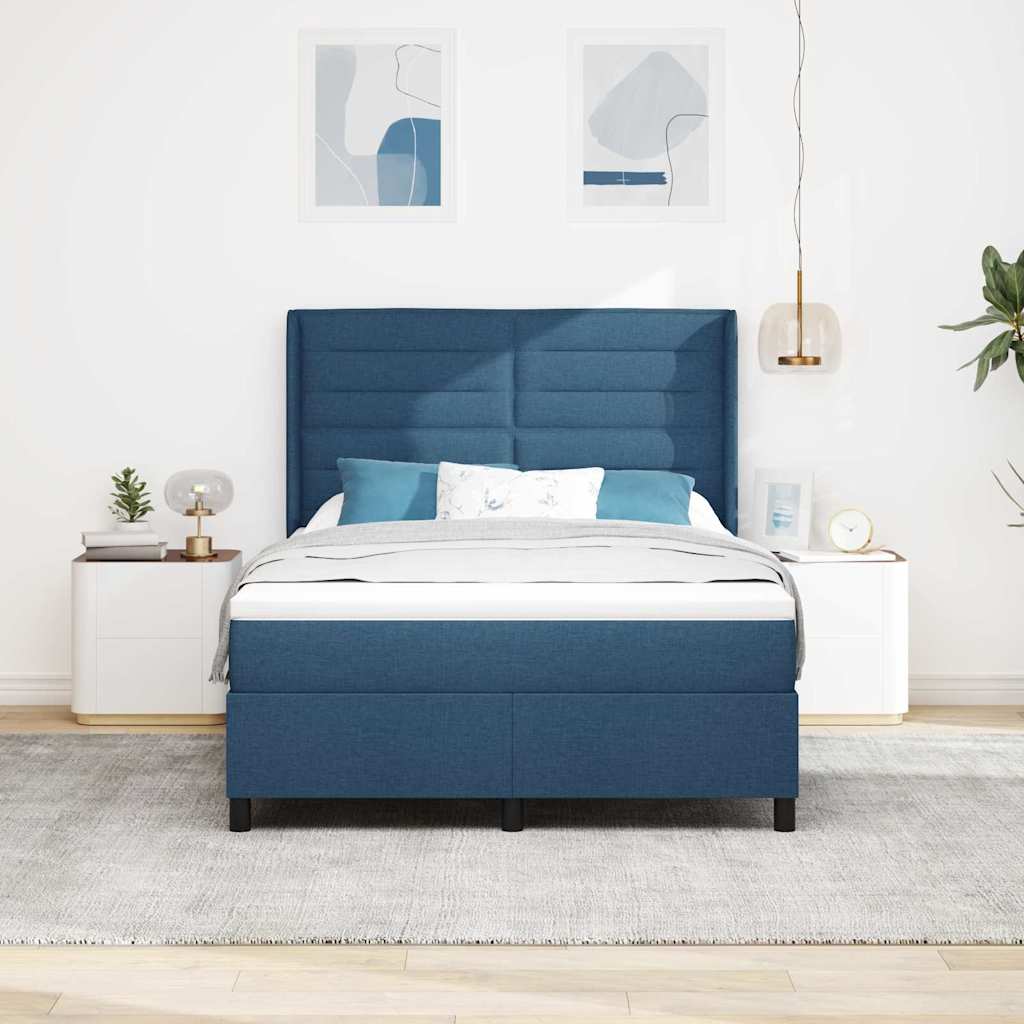 LED Box Spring Ágy matracmal Kék 160 x 200 cm szövet