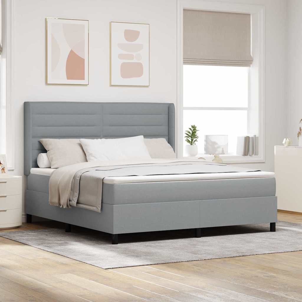 LED Box Spring Ágy matracmal Világosszürke 180 x 200 cm szövet