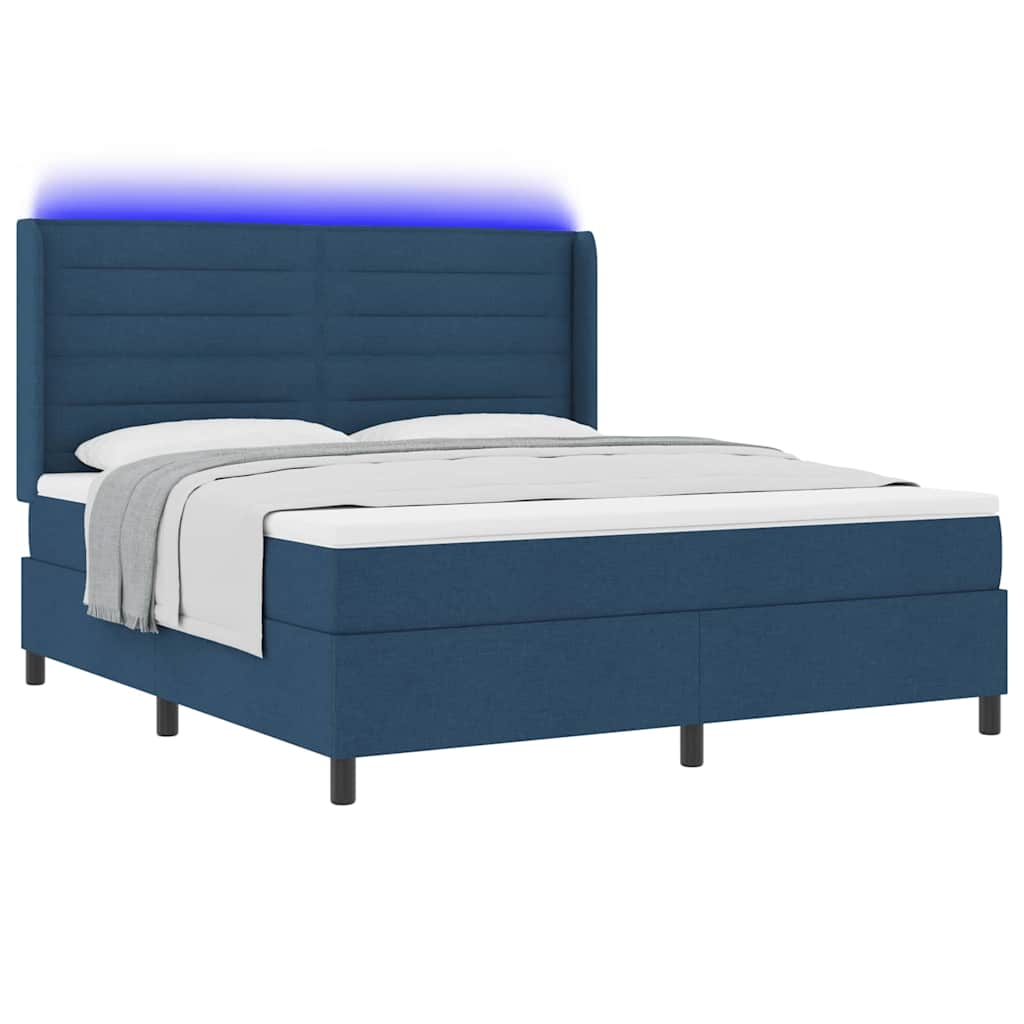 LED Box Spring Ágy matracmal Kék 180 x 200 cm szövet