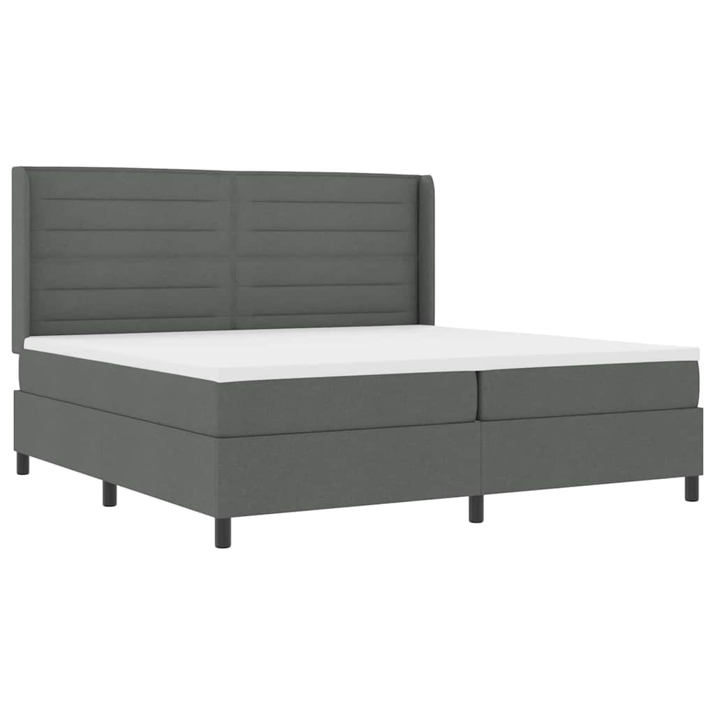 LED Box Spring Ágy matracmal Sötétszürke 200 x 200 cm szövet