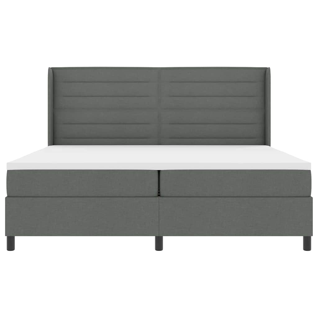 LED Box Spring Ágy matracmal Sötétszürke 200 x 200 cm szövet