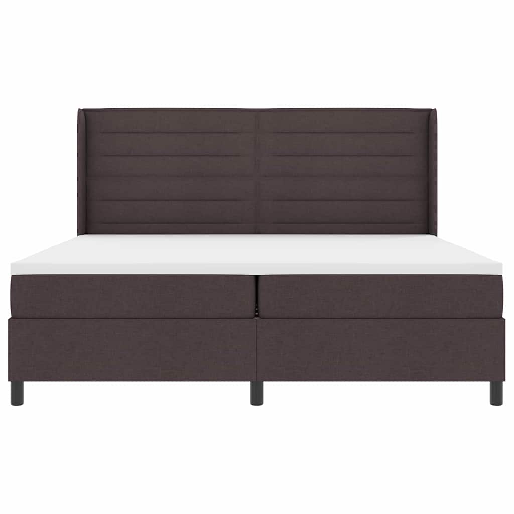 LED Box Spring Ágy matracmal Sötét Barna 200 x 200 cm szövet